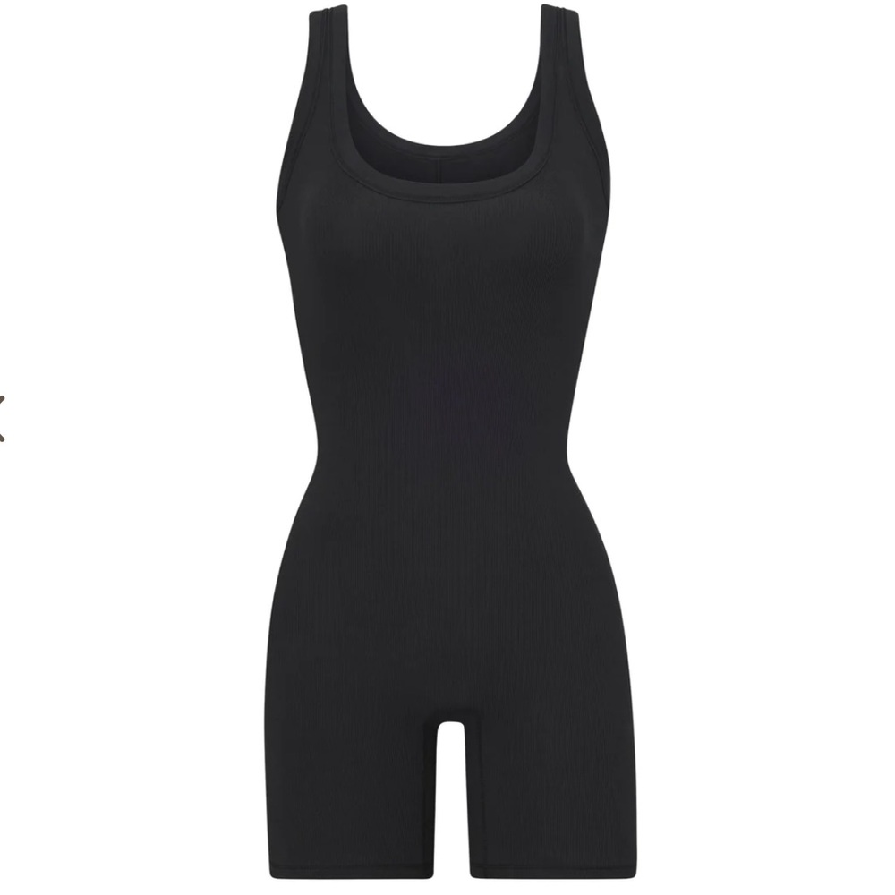 SKIMS COTTON RIB ONESIE - SOOT/BLACK